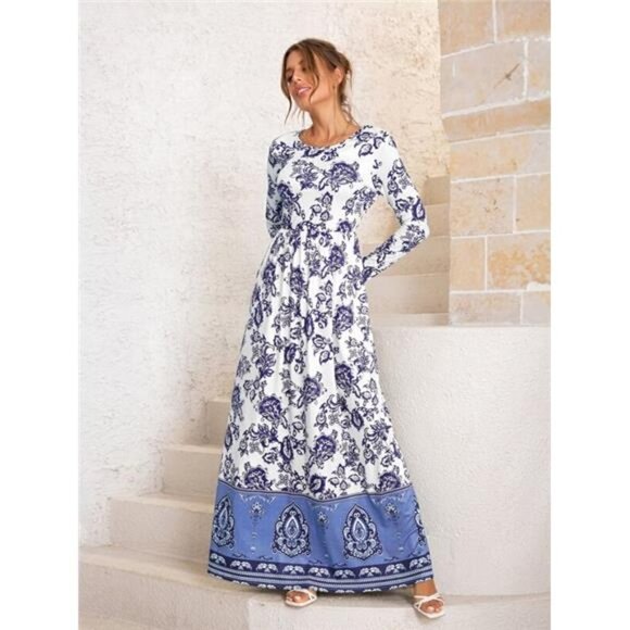 Lovey Day Long Sleeve Women’s Floral Print Maxi Dress Size XL - Picture 12 of 13